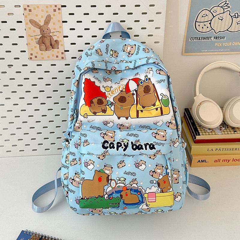 2025 Trendy Capybara Print Backpack: Cute, Fashionable, Versatile Double Shoulder Bag with Large Capacity for Students