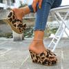 Leopard Pattern Women Sandals 10CM High Heel Open Toe Slip on Casual Shoes Sexy Slippers Summer Citywalk Party Sandals Sandalias