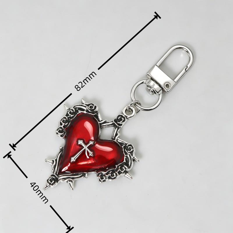 Handmade Heart Cross Keychain: Personalized Metal Bag Charm Gift
