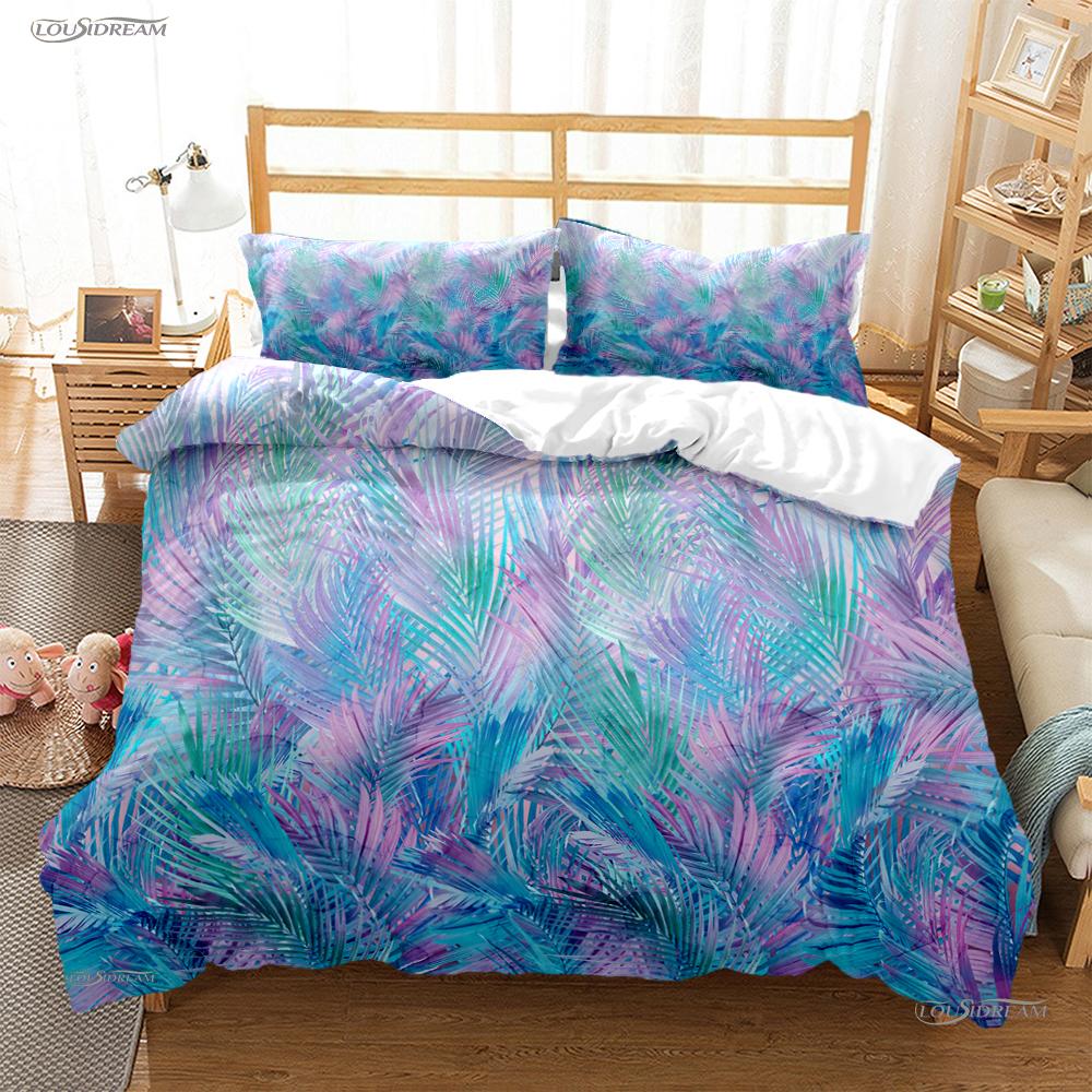Tropical Leaf Fashon Duve All Season Duvet Cover Comforter Bedding Set Soft Quilt Cover and Pillowcases Single/Double/Queen/King