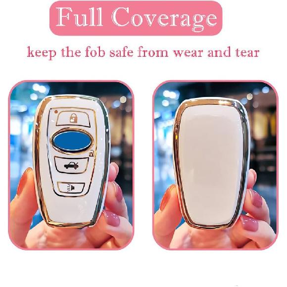 for Subaru Key Fob Cover with Keychain, for Forester Outback BRZ Legacy CrossTrek Premium Soft TPU 360 Degree Protection Key Case Remote Key Holder