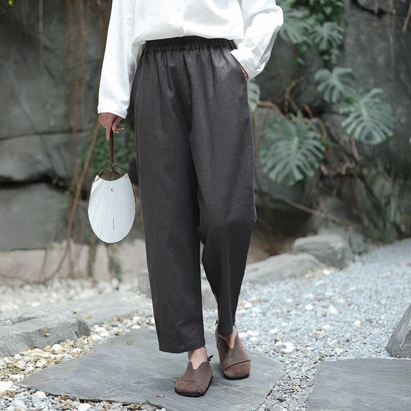 

Deer & Andy Women s High-Waist Slimming Cotton-Linen Carrot Pants XL (120-140)