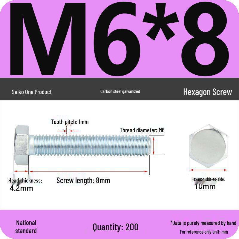 8.8 Grade Galvanized Hex Head Bolt, High-Strength M4-M30