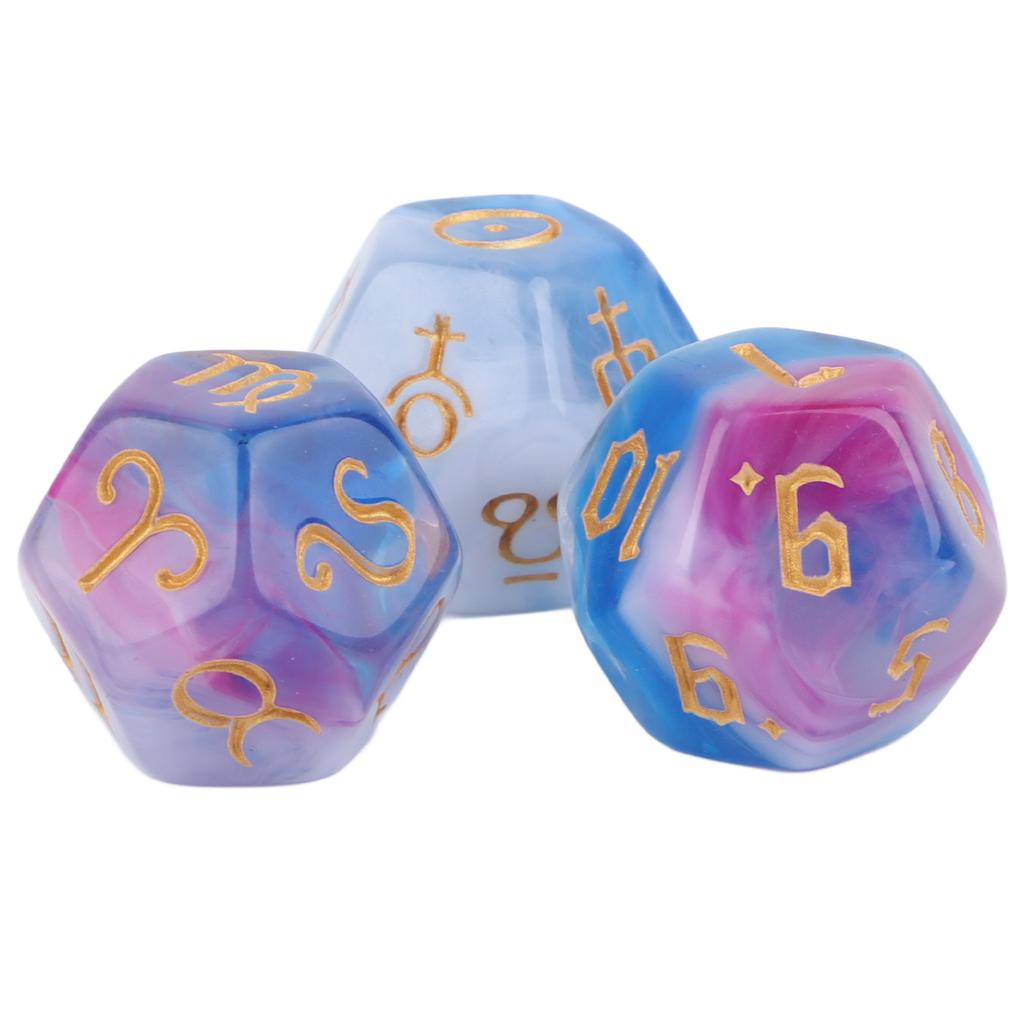 3PCS 12 Sides Dice Set 4 Color Waterproof Wear Resistant Acrylic Lightweight Portable Polyhedral Dice for Table Game