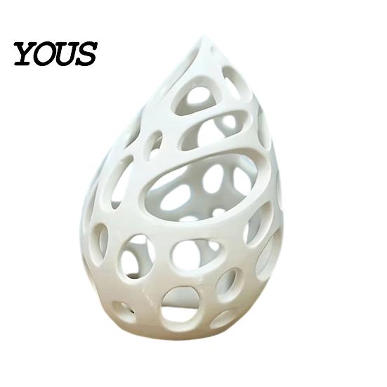 Fine Hole Texture Candlestick 3D Printed Hollow Droplet Candle Holder, Minimalist Candlestick, Matte White Tabletop Holder Decor for Desk
