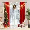 2pcs Festive Christmas Curtain Set-Snowman Pine Tree Design Polyester Rod Pocket, Machine Washable forLiving Room Bedroom Study