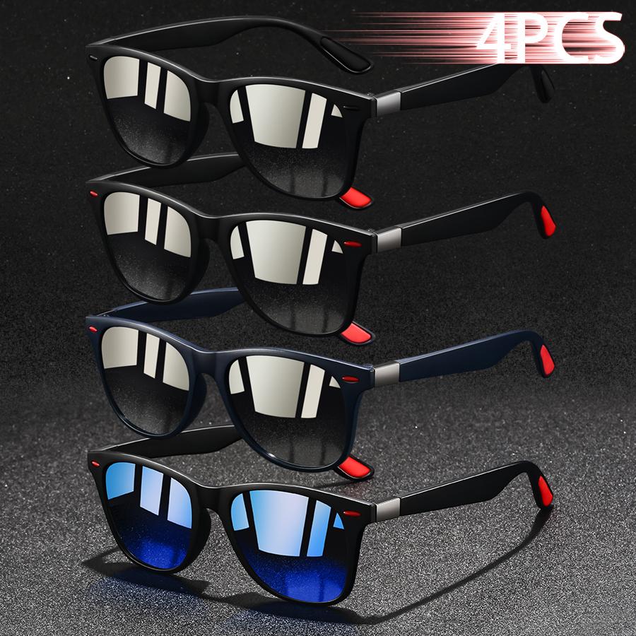 4 PCS Vintage Metal Sunglasses Men Women Luxury Designer Sun Glasses Anti Glare UV400 Fishing Driving Eyewear