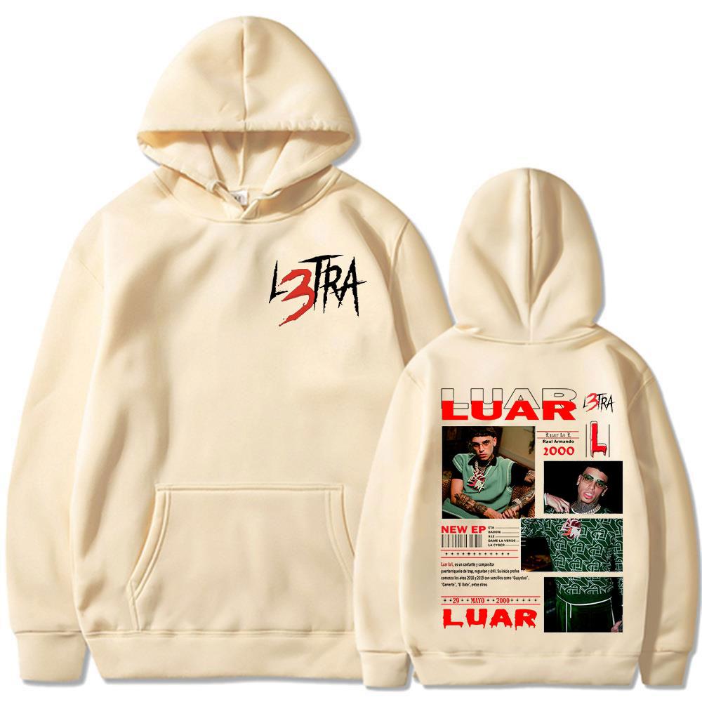 Rapper Luar La L Album L3TRA Hoodies Hip Hop Fashion Sweatshirts Men Women Clothing Long Sleeves Oversized Pullovers Streetwear