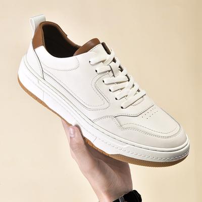 Split Leather Tennis Shoes Versatile Man Skateboard Footwear Stylish White Men Casual Sneakers Comfortable Outdoor Running Shoes