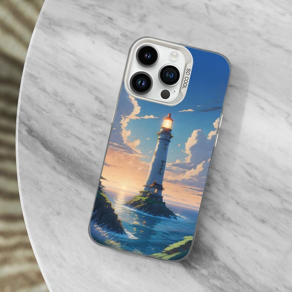 Guidelines Art Lighthouse Phone Case For iPhone 13,15,14,16,12,11,Mini,MAXXS,Pro,SE, White Matte Shockproof Cover
