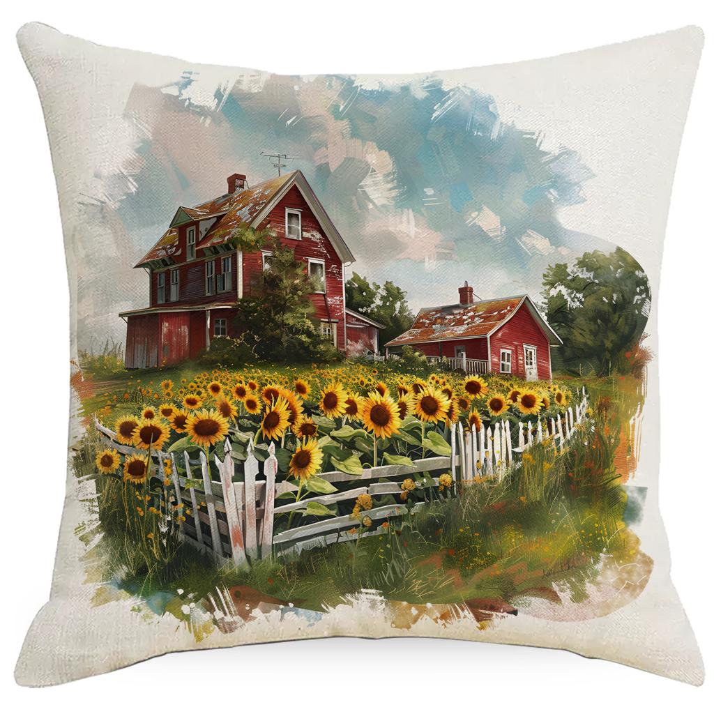 New Farmhouse Retro Sunflower Pillow Case Home Sofa Cushion Pillow Case