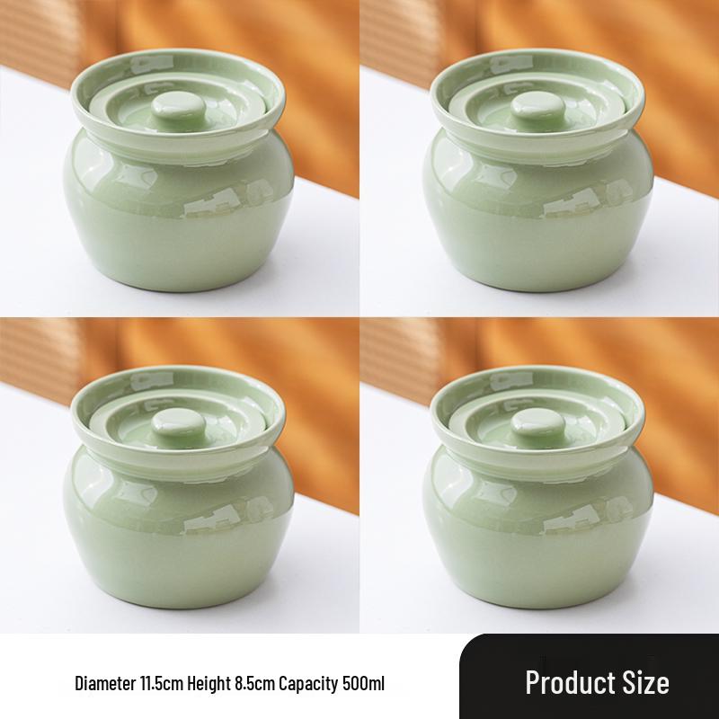 Ceramic Double Boiler Stew and Egg Custard Pot with Lid
