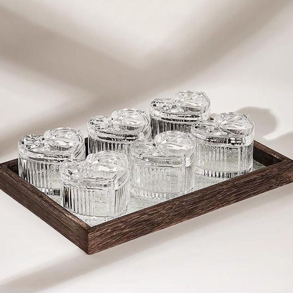 3Pcs Exquisite Crystal Glass Jewelry Storage Box Transparent Ring Earrings Gift Boxes Home Decor