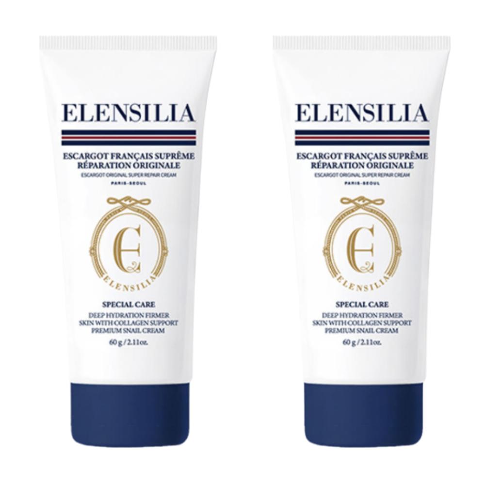 ELENSILIA Super Snail Cream 60g Tube Type 2-Pack Intense Hydration & Anti-Aging Wrinkle Care Cream
