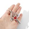 The Vampire Diaries Red Crystal Sacred Heart Cross Pendant Necklace Vintage Gothic Jewelry For Women Girls Gifts