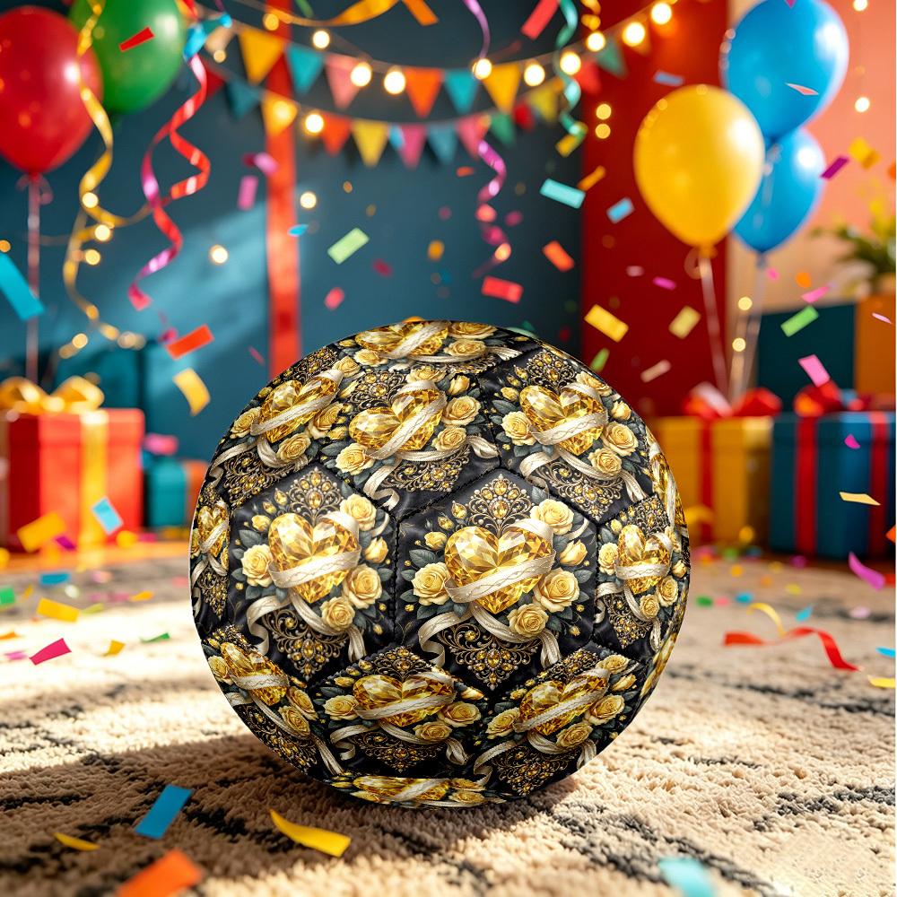 1pc Golden Heart Romance Size 5 Soccer Ball Professional Match Training Football Indoor &Outdoor Sports Ball Training Ball Lightweight Durable Y56
