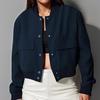 2024 Spring/Autumn Unisex Stand-Up Collar Women's Jacket with Large Pockets