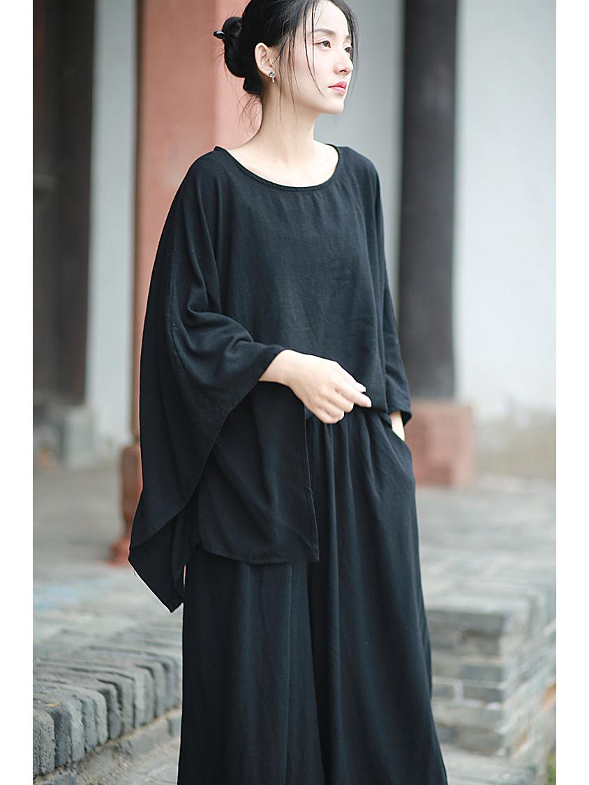 

Женский ретро дзен льняной топ и брюки палаццо - 3 цвета One Size