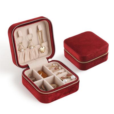 Travel Square Plush Velvet Jewelry Box Gift Organizer Suede Fabric Small Bracelet Necklace Ring Earring Jewellery Case