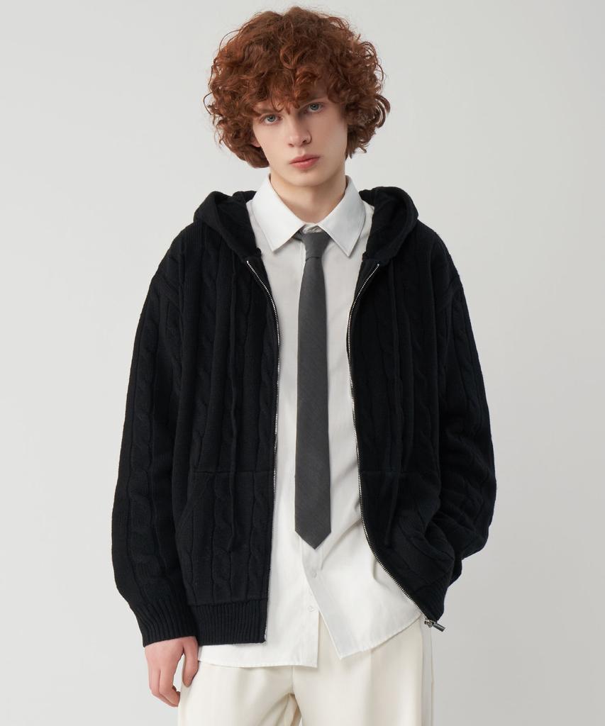 Untapped Studio Oversized Cable Knit Zip-Up Hoodie 3 Colors