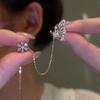 Shiny Butterfly Ear Cuff Clip Earrings For Women Tassel Chain Flower Stud Earrings Wedding Jewelry Left Ear