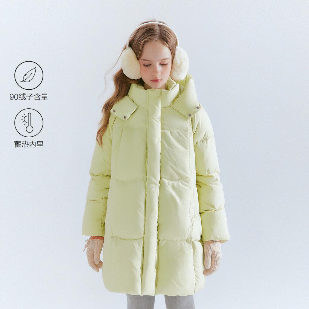 Girls' Solid Color Down Jacket - Winter Clothing, Middle and Large Children's Comfortable and Versatile Warm Jacket