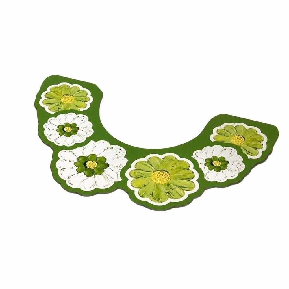 Oil Painting Style U-shaped Toilet Mat Floral Pattern Anti Slip Floor Mat For Bathroom