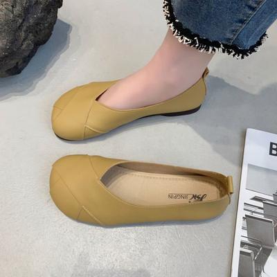 Temperament Shoes, Soft-soled Doudou Shoes for Women's Autumn New Comfortable Soft Leather Flat-soled Non-slip Single Shoes