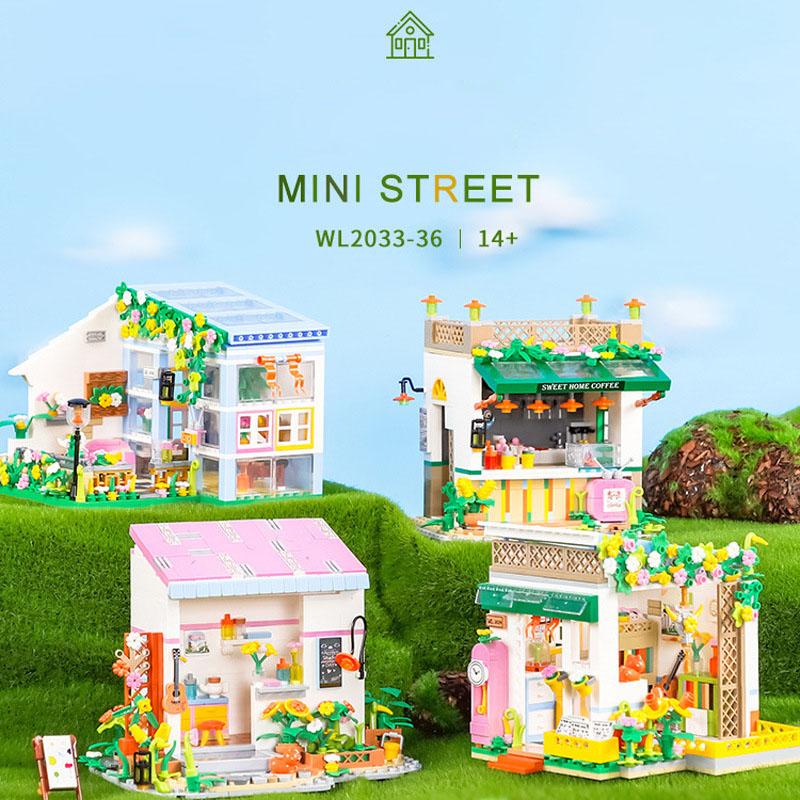 Idea Fairy Tale Street View Mini Block Idyllic Style Flower Dessert Pastry Shop Studio Florist House Room Building Brick Toys