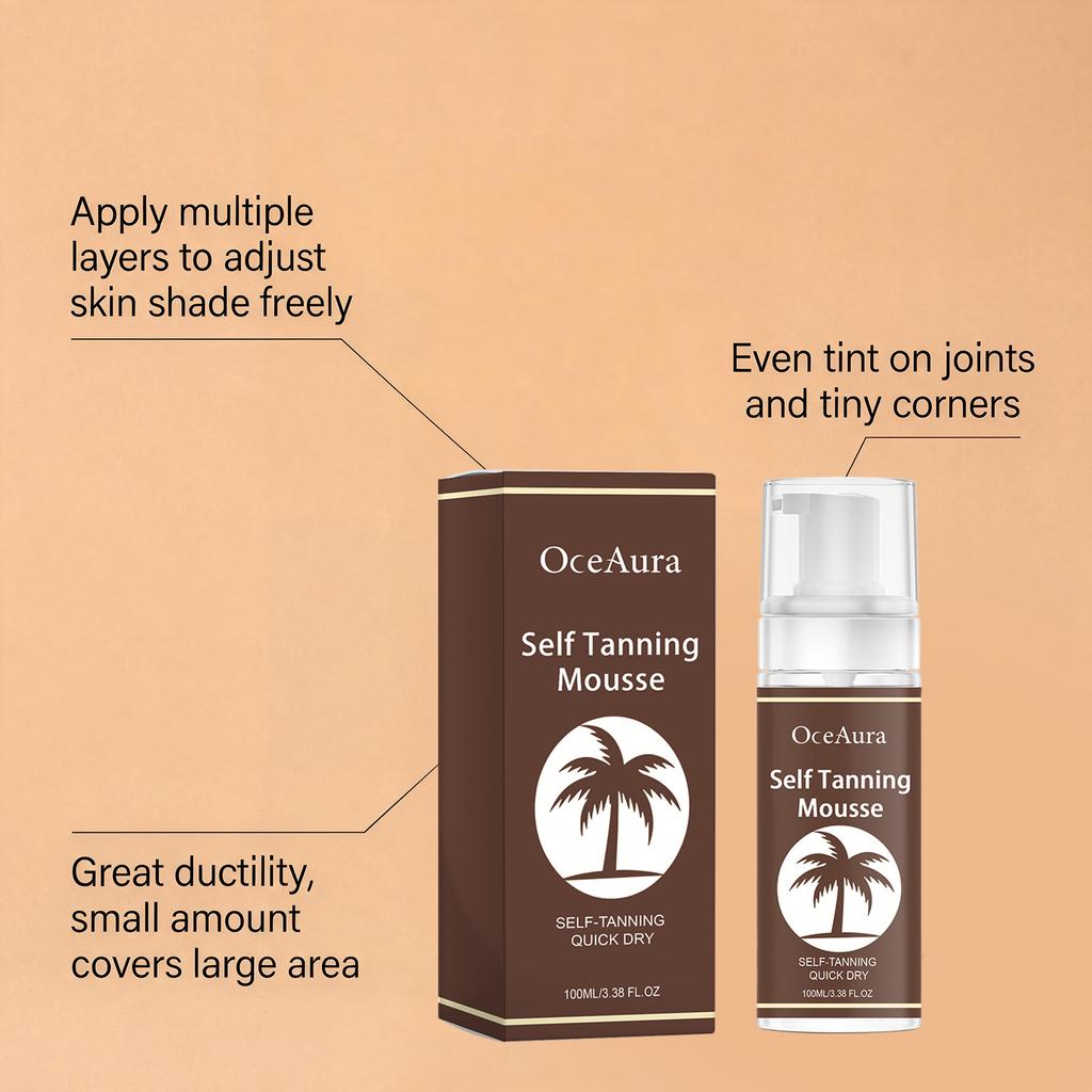 OCEAURA Feuchtigkeitsspendendes Selbstbräunungs-Mousse Sommer Outdoor Strand Bräunung ohne Sonne Hautfeuchtigkeitsspendendes Mousse 100ml