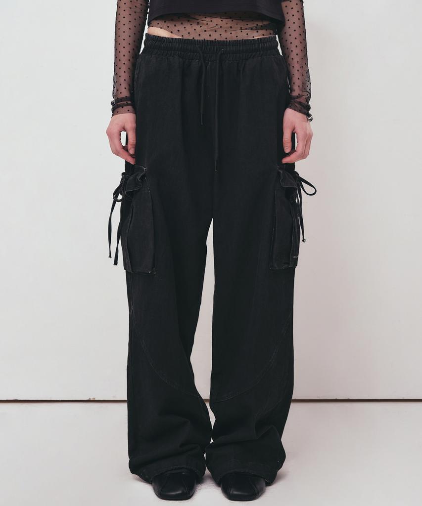 Nigaennikol Vintage Cargo String Wide Pants_Black