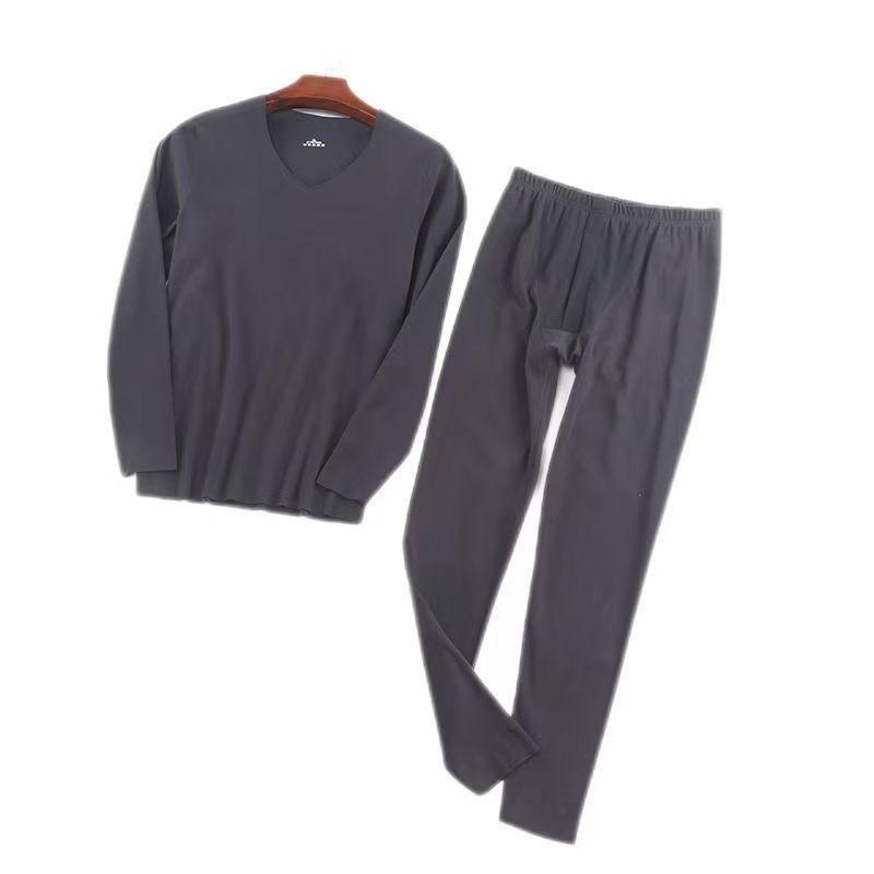 Men's Seamless V-Neck Warm Set - Autumn/Winter German Velvet Base Layer