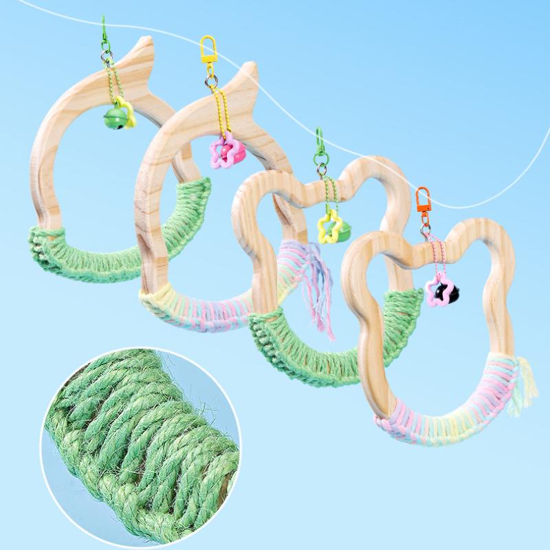 Parrot Hanging Swing Parakeet Solid Wood Bird Cage Branch Training Toy Holding Station Shelf for Parrot