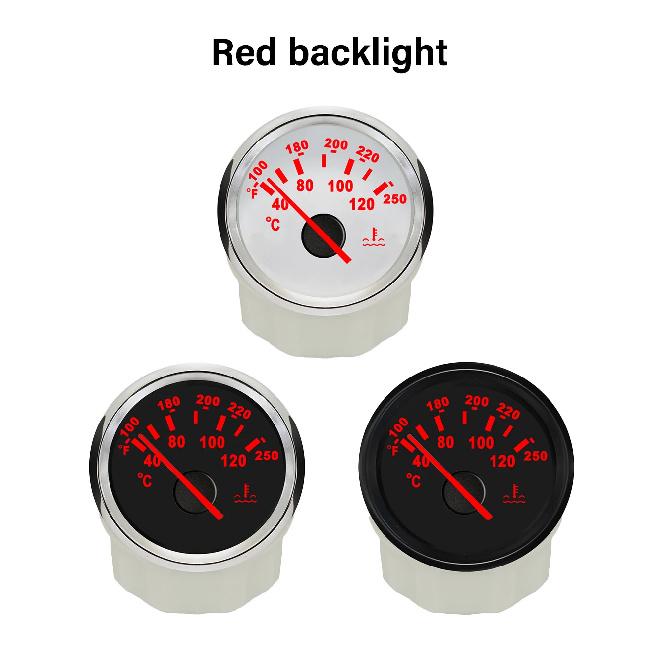 ELING 52mm Water Temp Meter Temperature Gauge Indicator for Engine Motorcycle RV Auto Yacht Boat 12V 24V With Red Backlight