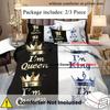 2/3Pcs Luxury Crown Letter Print Duvet Cover Set (1 Duvet Cover + 1/2 Pillowcase, Without Core), Fashionable Couple Bedding Set