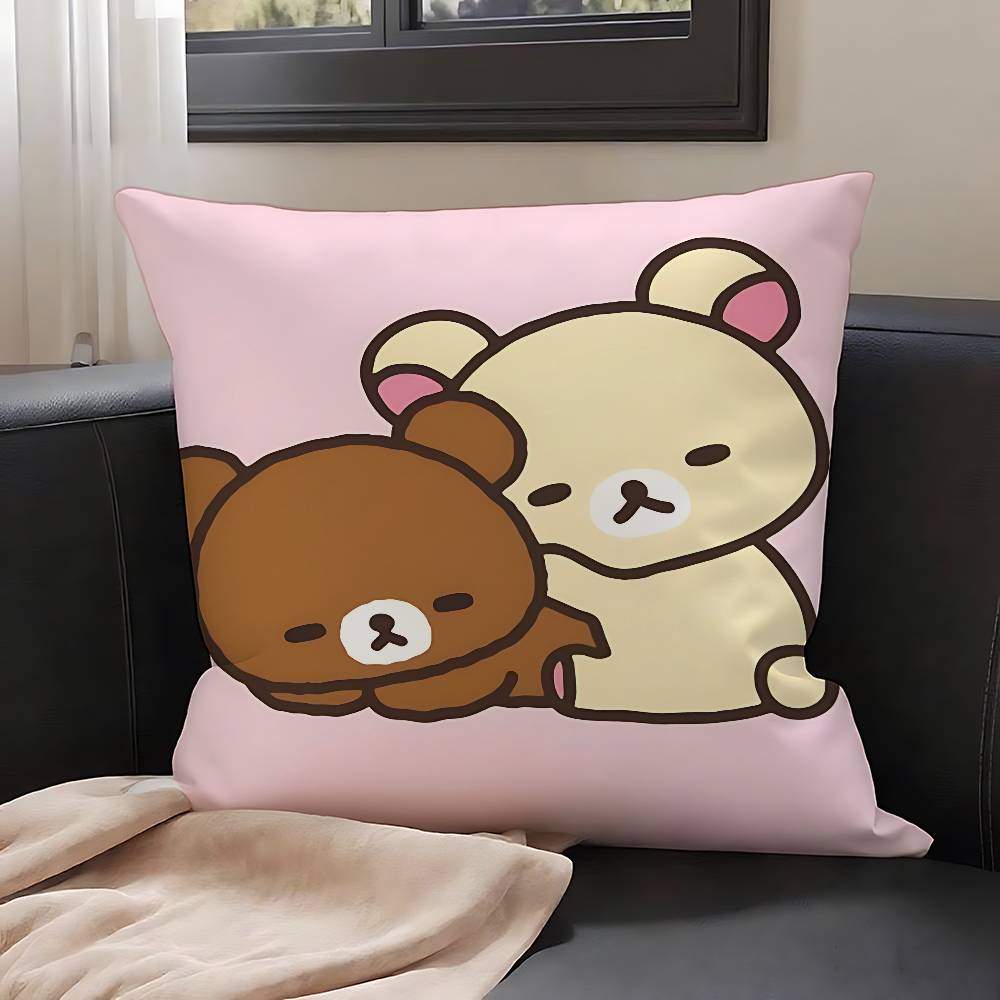 Cute L-Rilakkumas Kawaii Pillow Case Cushion Cover Soft Cute Throw Pillow Case For Car Sofa Pillowcase Polyester With Zipper