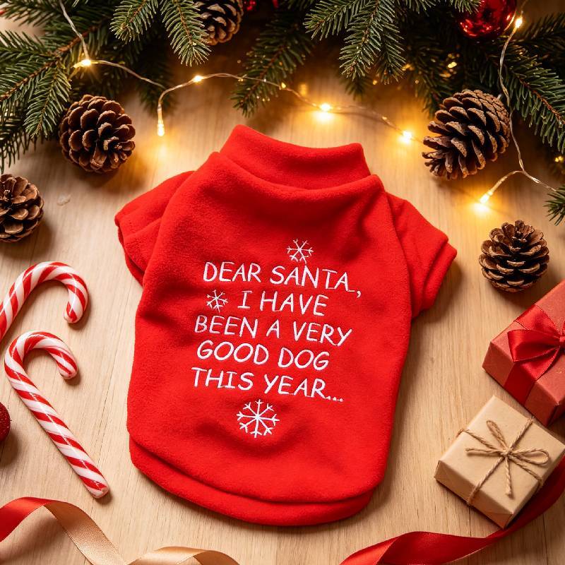 Pet Clothes Christmas Sweater With Plush Fabric For Small Dogs Winter Warmth