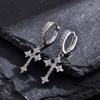 Full Cubic Zirconia Stones Cross Earrings Men Women,sparking Rhinestones Cross Dangle Earrings Gothic Punk Jewelry Gift