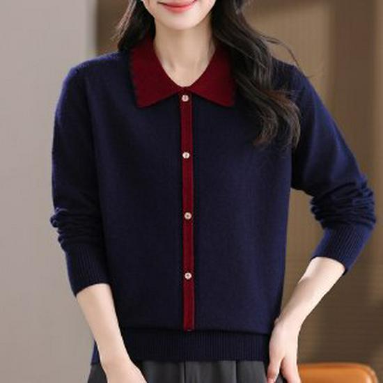 

Mom s Spring/Autumn Thin Knit Stylish Top for Middle-Aged & Elderly Women 2XL
