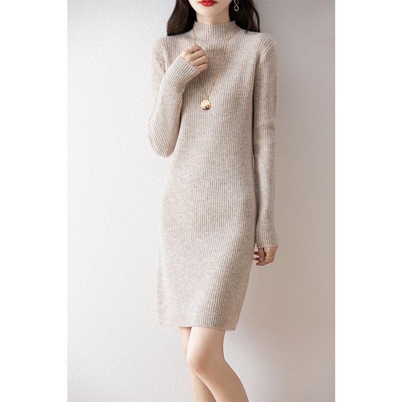 Sukienka damska z kaszmiru Qinghe kaszmir 30% kaszmir 70% wełna jesienno-zimowa spódnica z kaszmiru miękka i ciepła