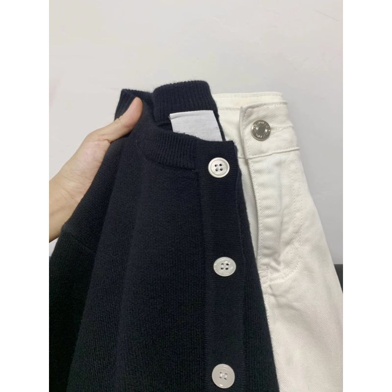 

Осенняя одежда Модный черный внутренний свитер Пальто Свитер Black S