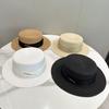 Advanced Flat Top Woven Hat Fashionable French Casual Sun Shading Beach Couple Hat Versatile Heavy Industry Style