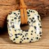Collana con Ciondolo Quadrato in Pietra Naturale Stile Retro Europeo e Americano con Cordino in Velluto per Donna