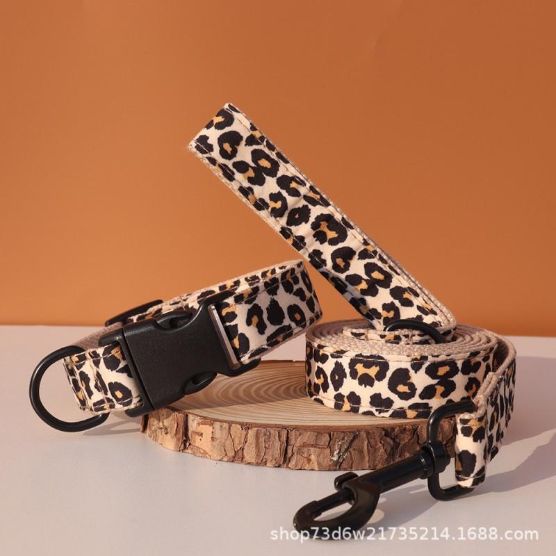 Leopard Print Dog Collar Adjustable Thickened Comfortable Small Medium Large Dogs