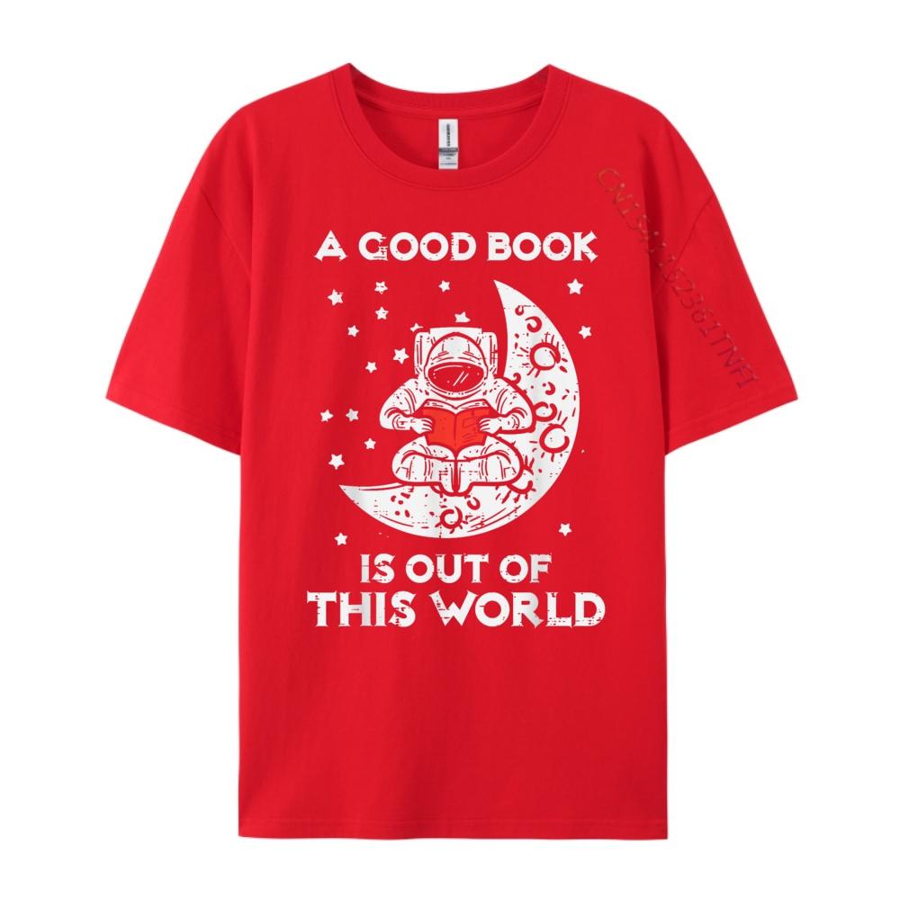 Good Book Is Out Of This World Astronaut Moon Space Bookworm Graphic Shirts Youth Vintage Casual Tees S