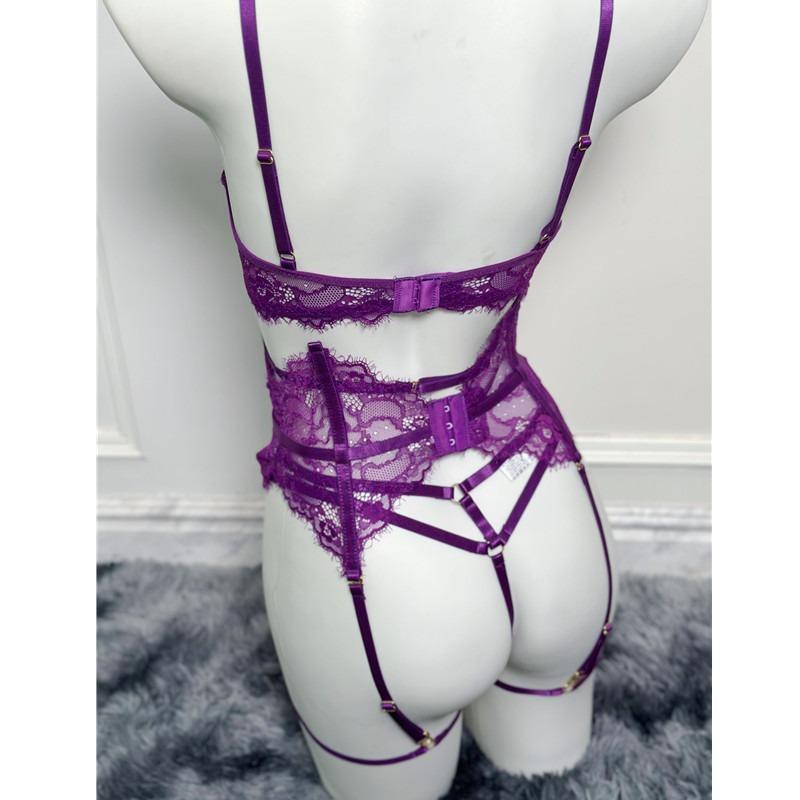 Dnika Purple Lace Push Up Bra Set Sexy Lingerie For Women