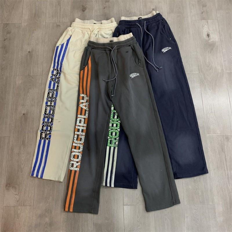RoughPlay Letter Print Streetwear Sweatpants Men Mid Waist Straight Leg Casual Trousers