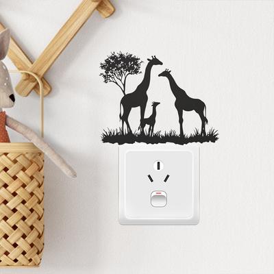 Kreative schwarze Silhouette Giraffe Schlafzimmer Wohnzimmer Schalter Hintergrund Verschönerung Wandaufkleber