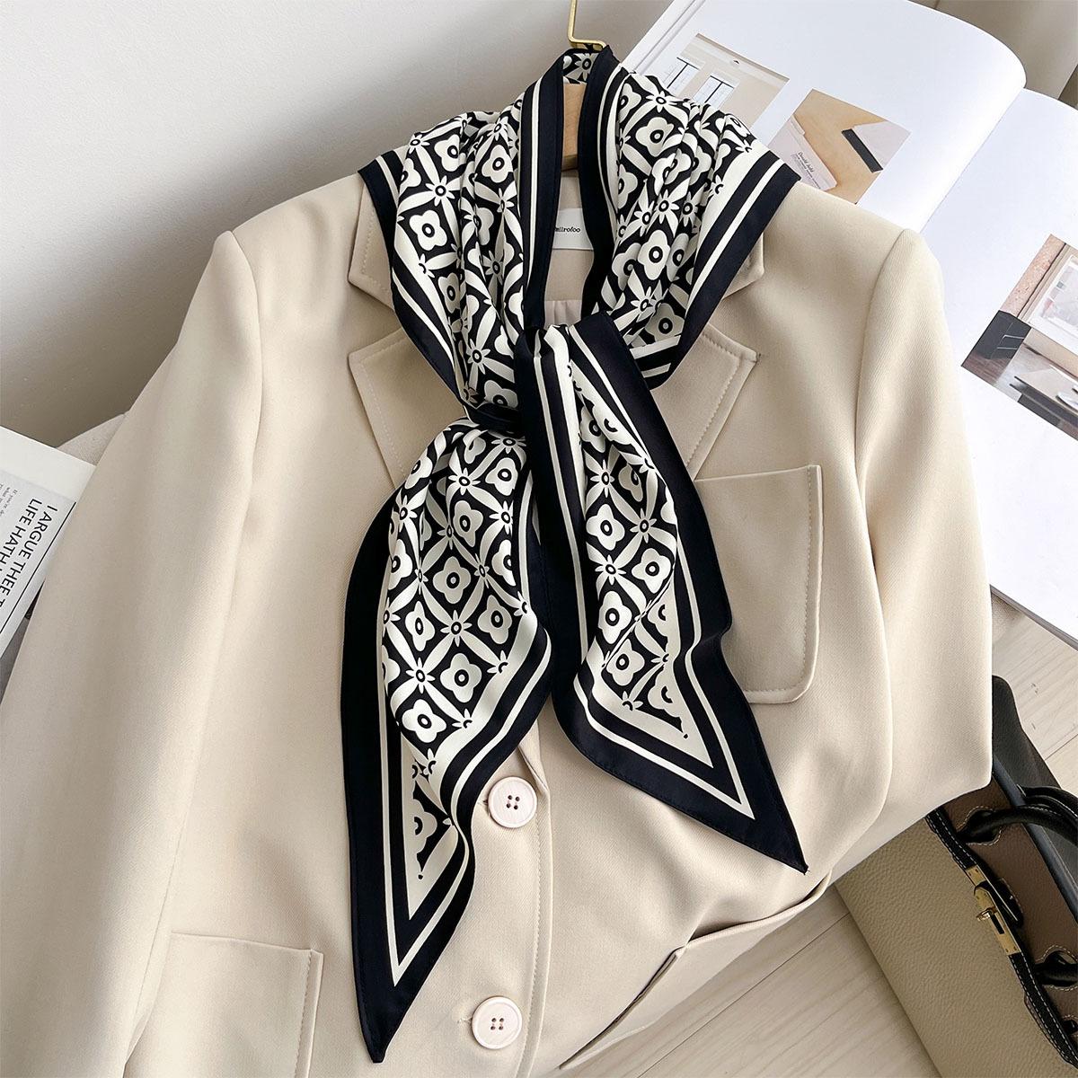 SpringSummer Thin Print Scarf Women’S Breathable Length Imitation Silk Scarf Luxury Female Neckerchief Fashion Hijab