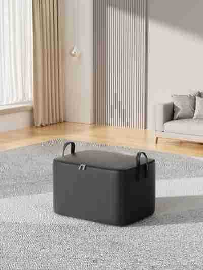 Тканый мешок для хранения на молнии для хранения одеял, одежды, игрушек, книг и других вещей S чёрный